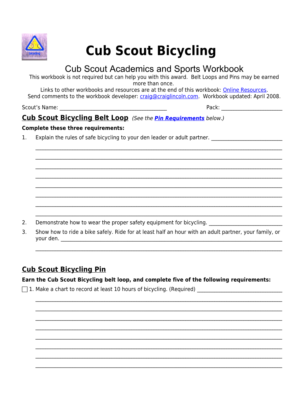 Cub Scout Bicycling