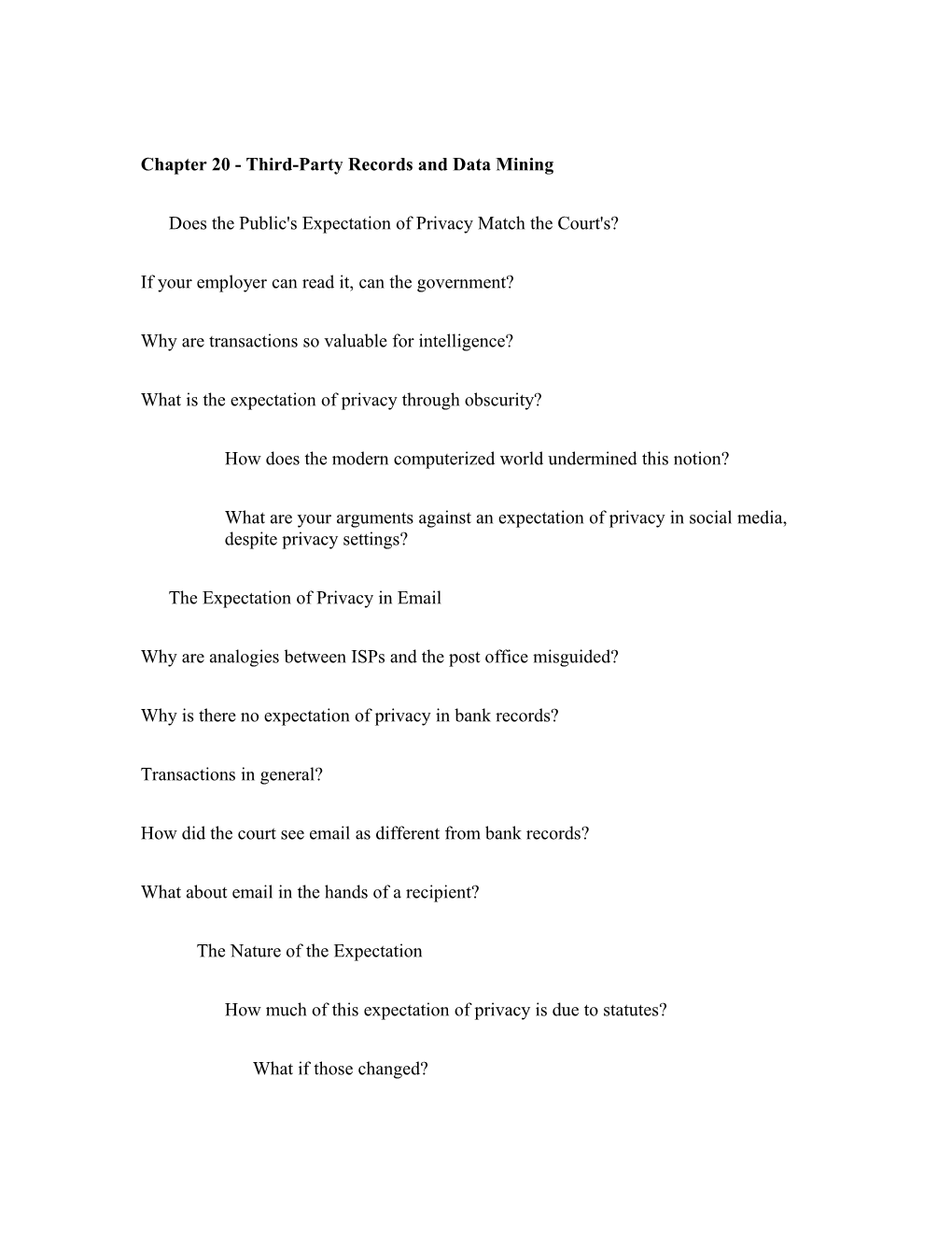 Chapter 20 - Third-Party Records and Data Mining