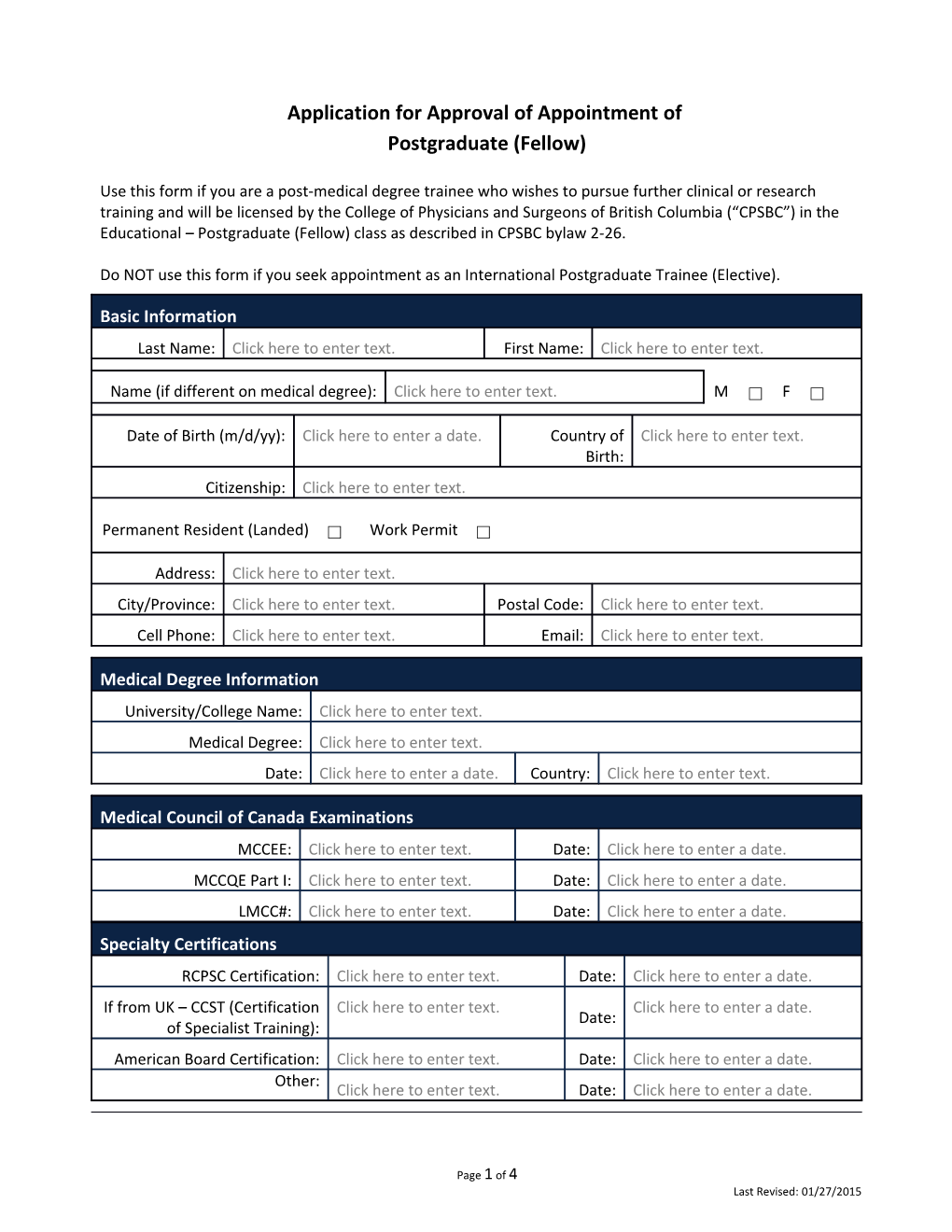 Application for Approval of Appointment Of