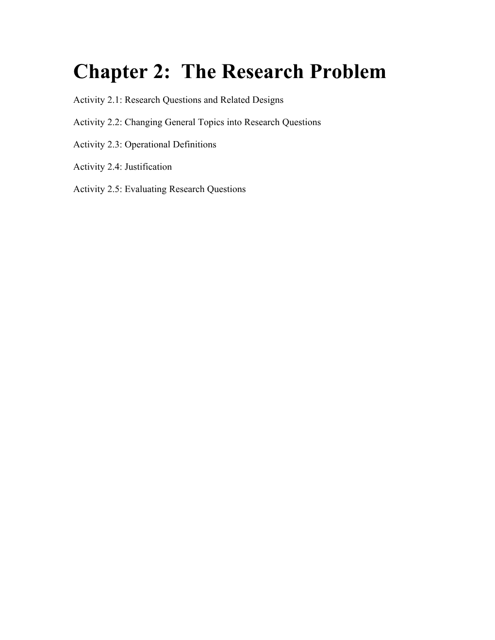 CHAPTER 2: the Research Problem