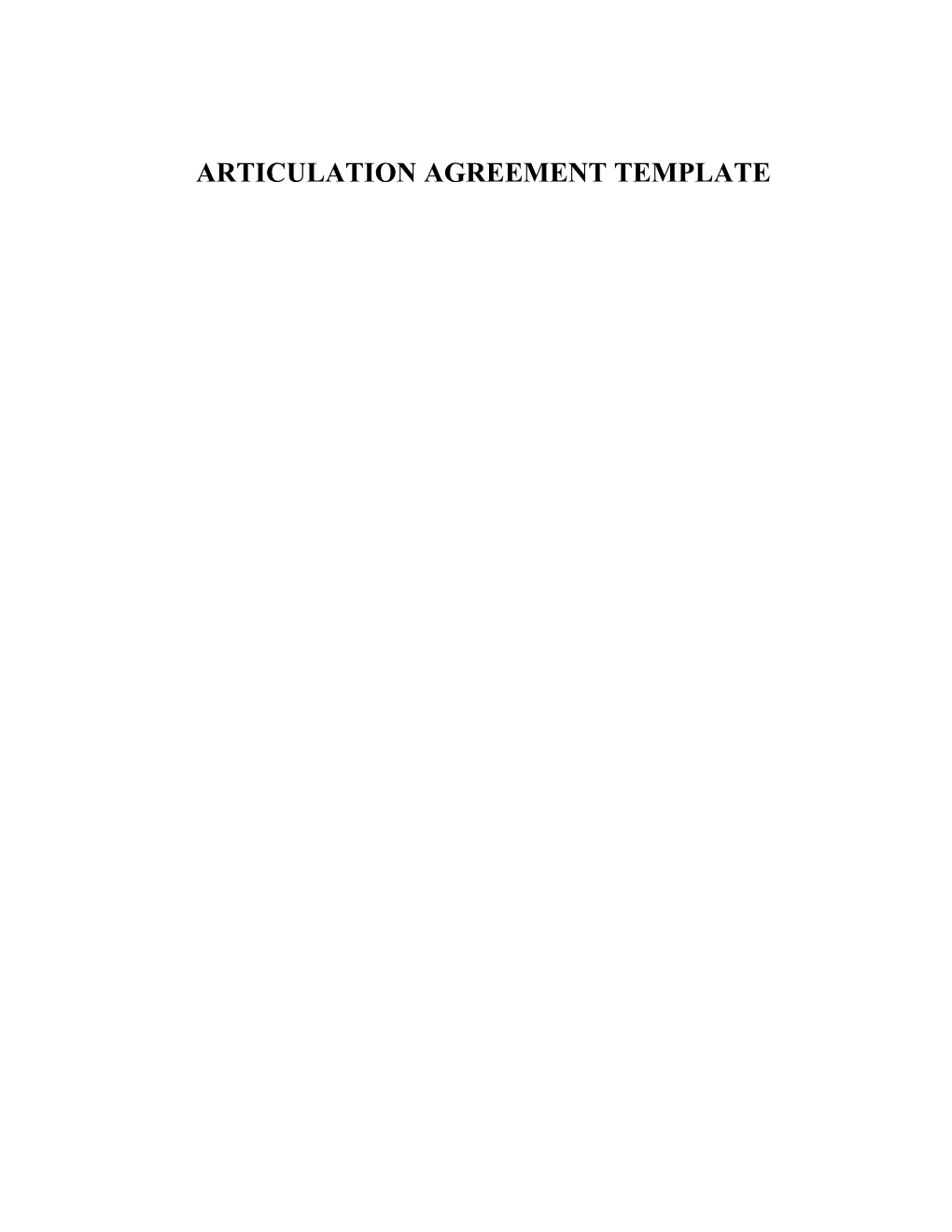 Articulation Agreement Template