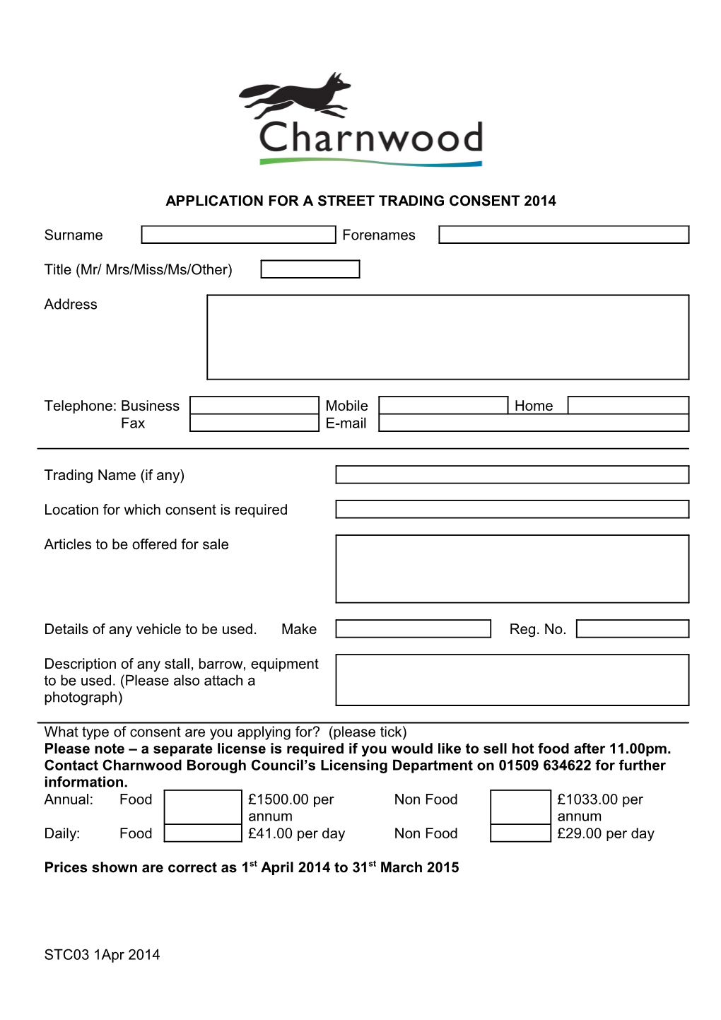 Application for a Street Trading Licence
