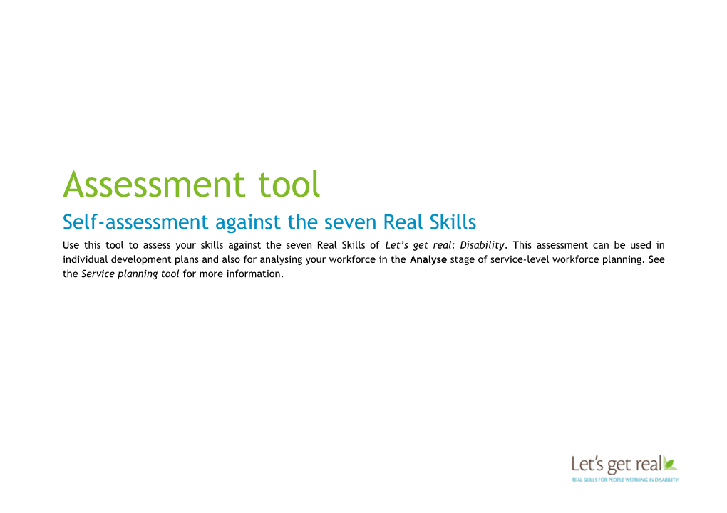 Self-Assessment Against the Seven Real Skills