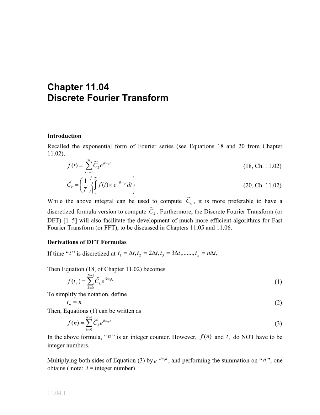 Textbook Notes on Discrete Fourier Transform