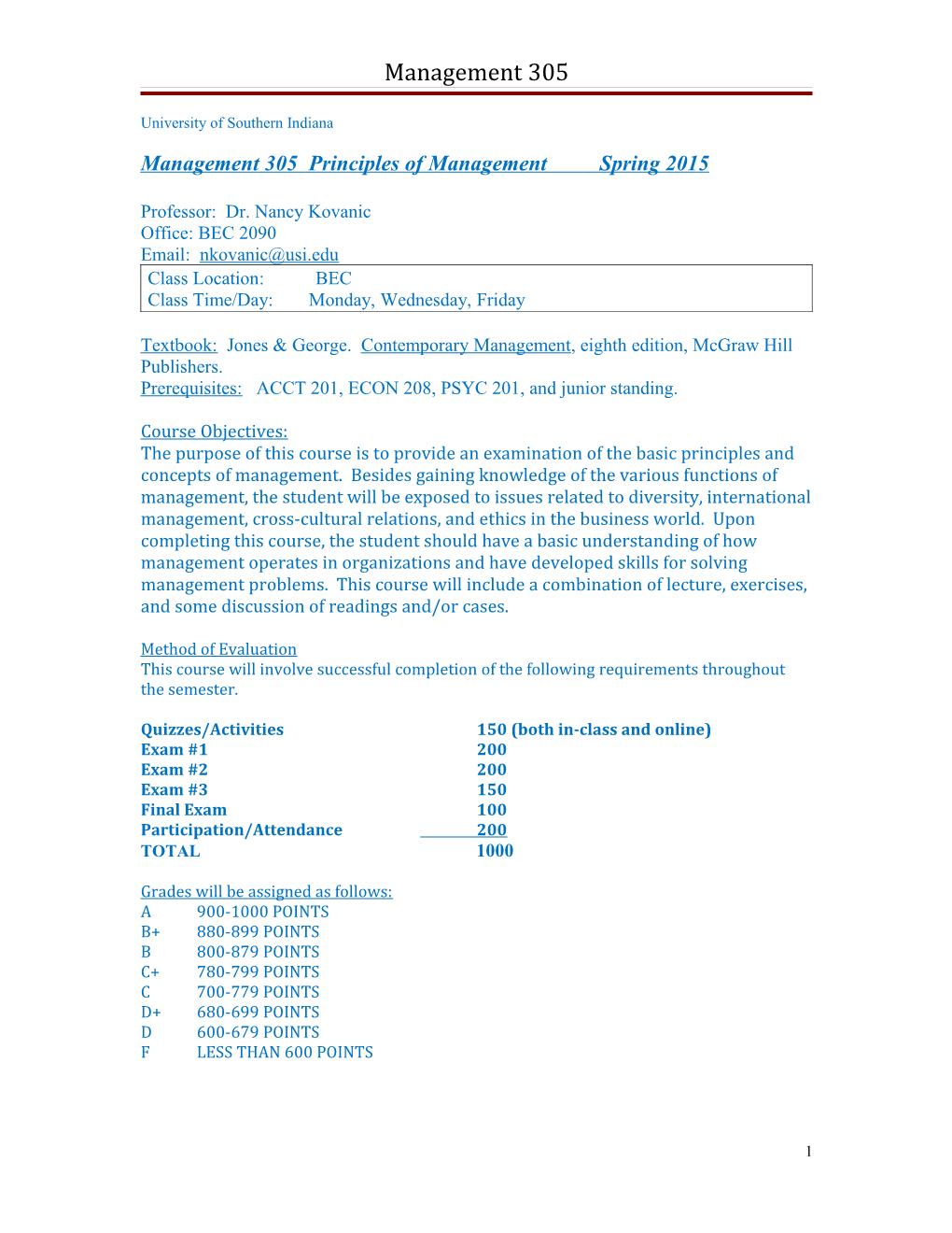 Management 305Principles of Management Spring 2015