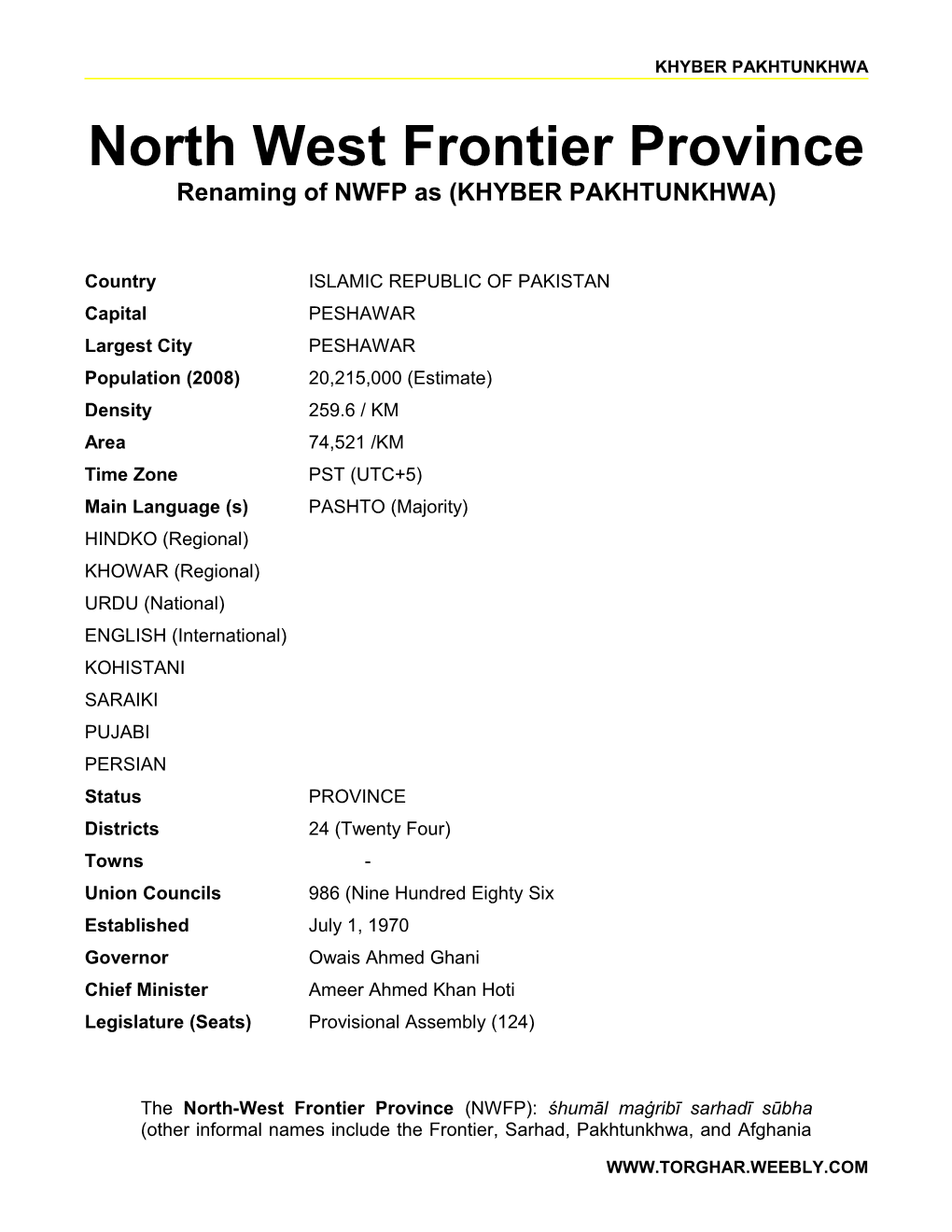 North West Frontier Province (Pakistan)