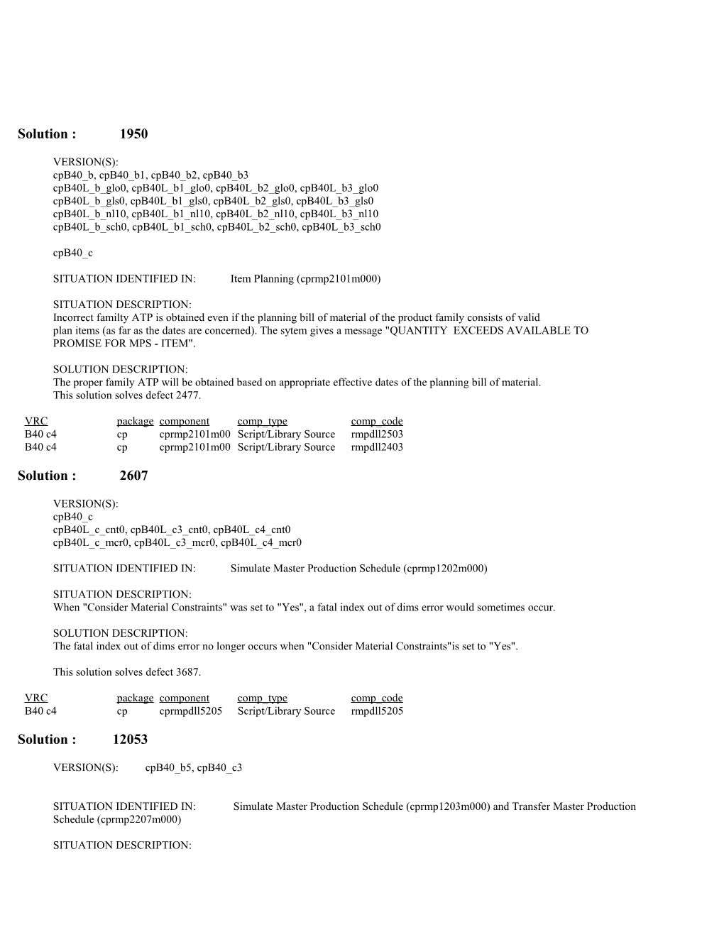 SITUATION IDENTIFIED IN:Item Planning (Cprmp2101m000)