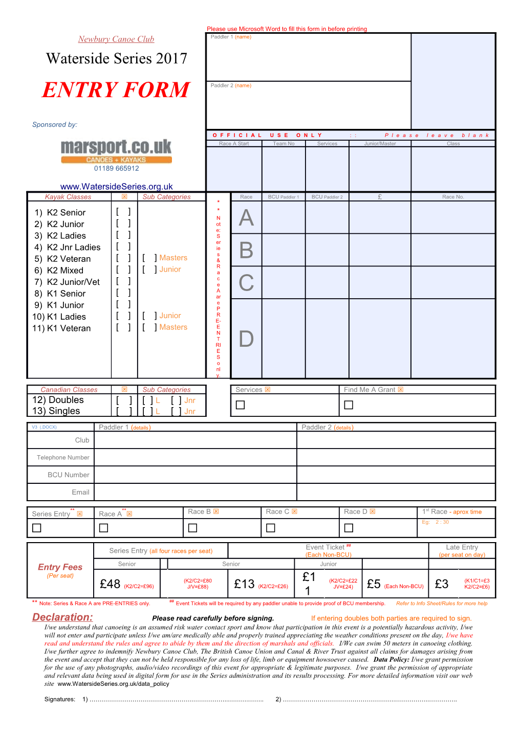 Please Use Microsoft Word to Fill This Form in Before Printing