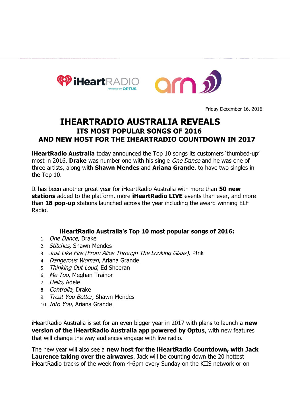 Iheartradio Australia Reveals