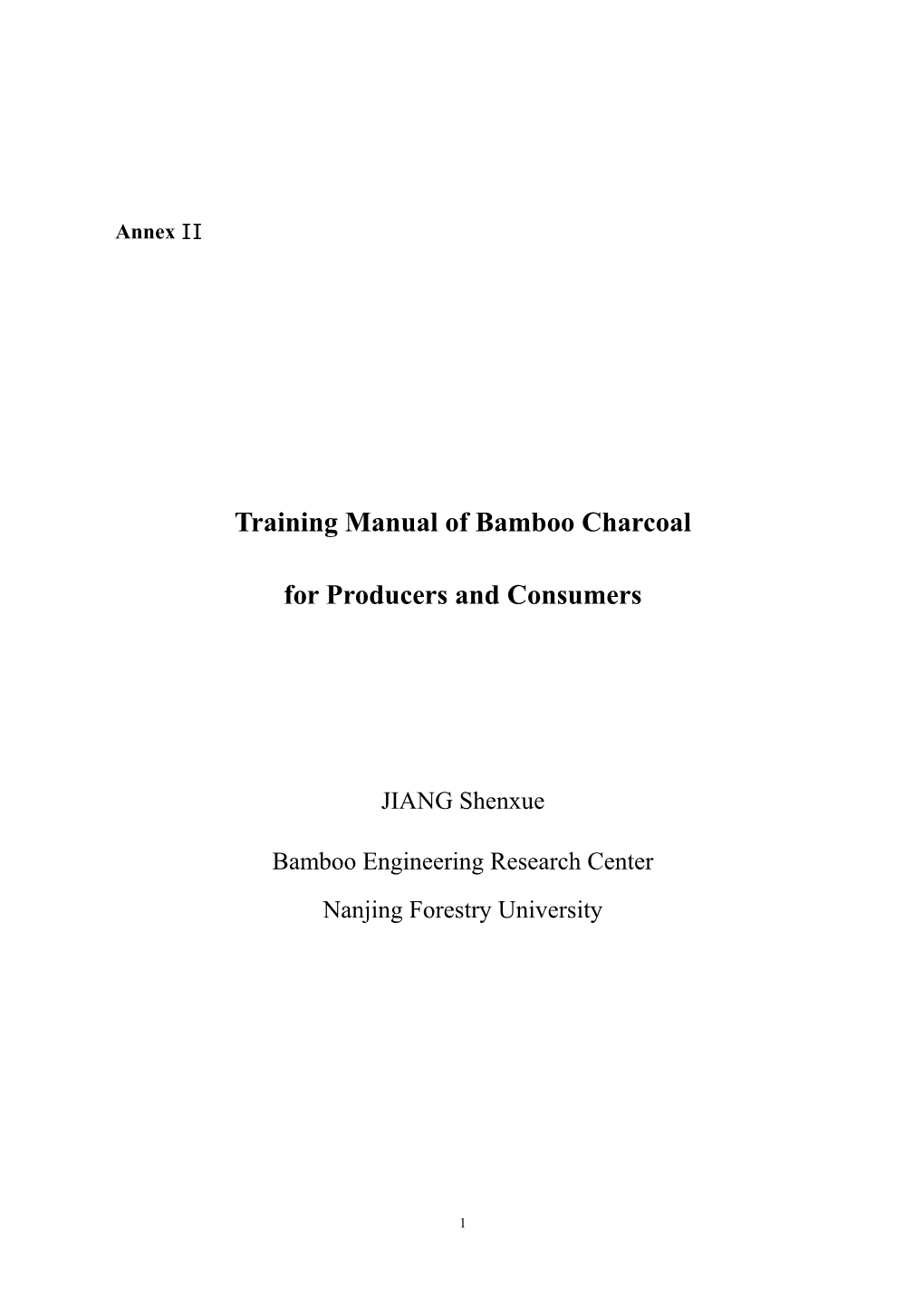 Training Manual of Bamboo Charcoal