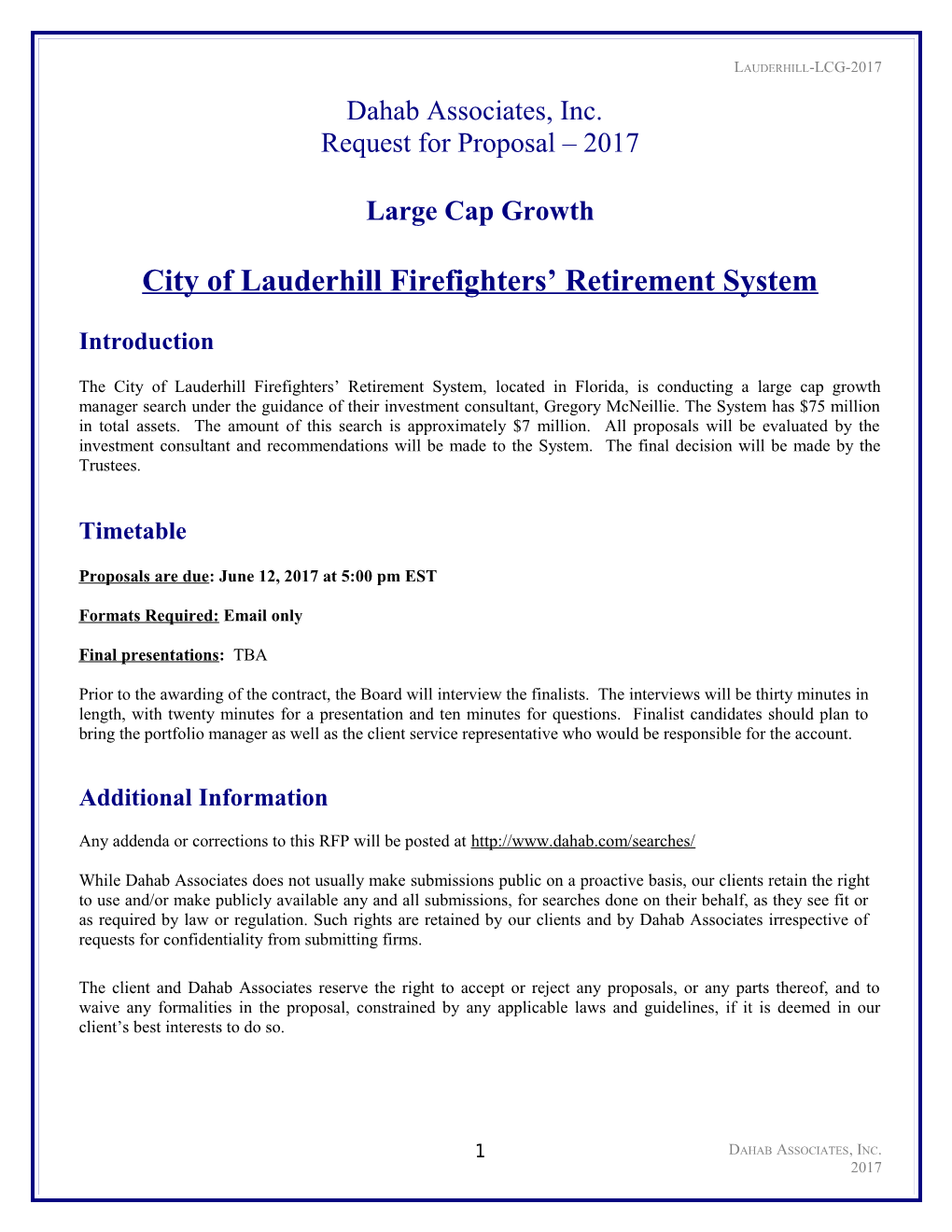 City of Lauderhill Firefighters Retirement System