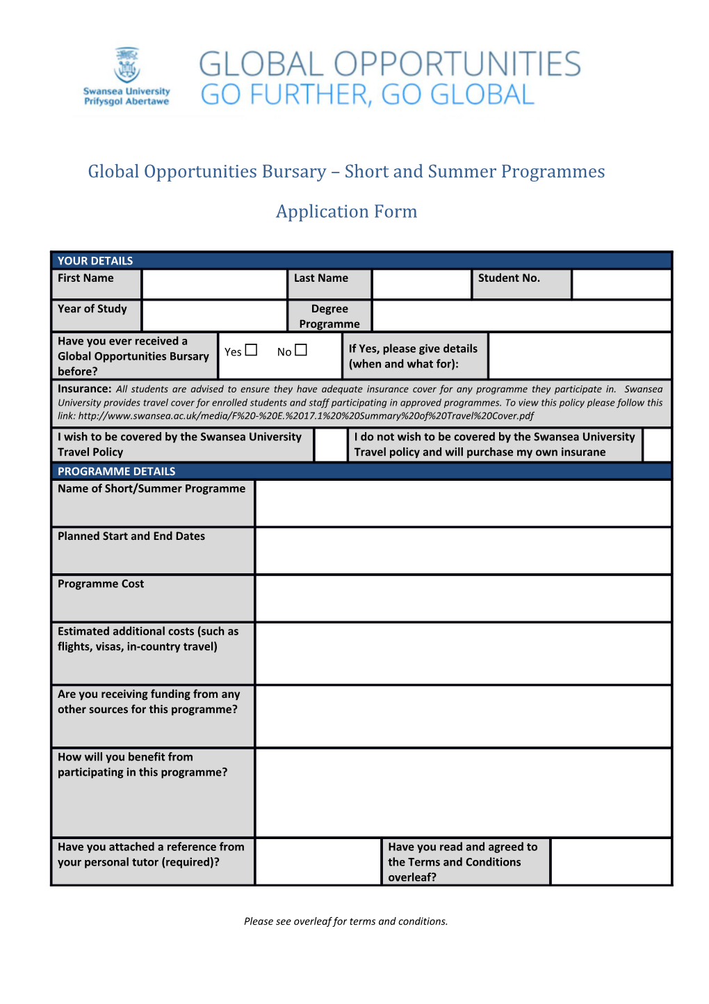 Global Opportunitiesbursary Short and Summer Programmes
