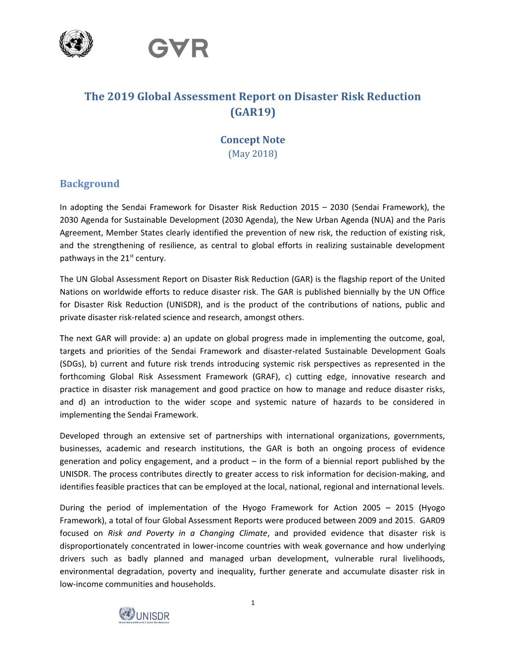 The 2015 Global Assessment Report on Disaster Risk Reduction (GAR15): the Future of Disaster