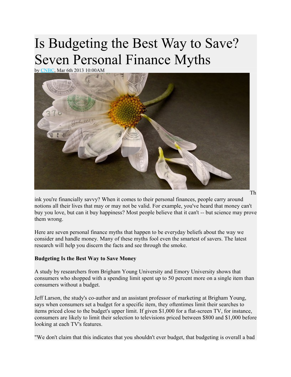 Is Budgeting the Best Way to Save? Seven Personal Finance Myths