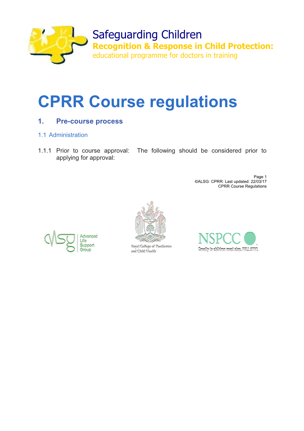 CPRR Course Regulations
