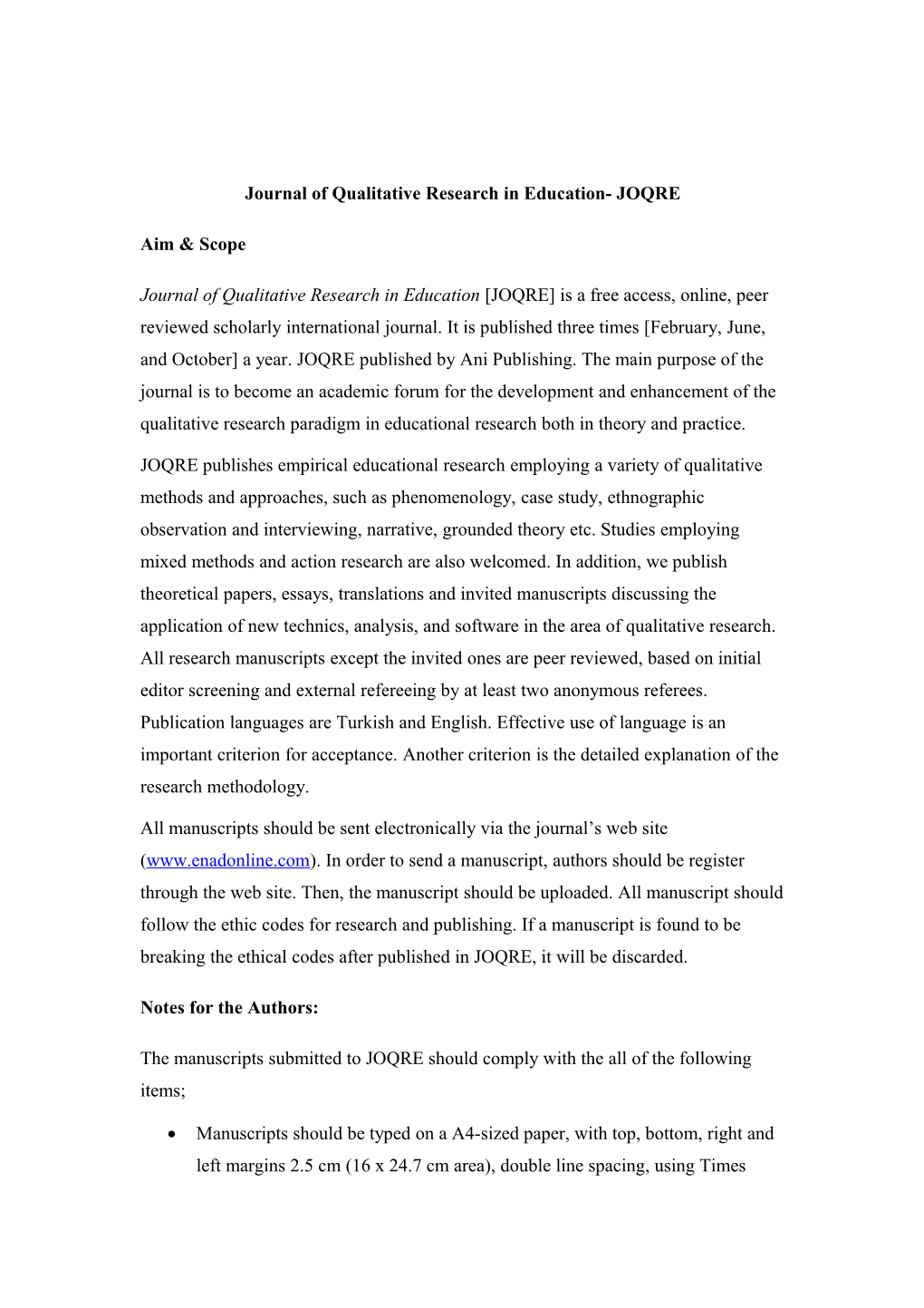 Journal of Qualitative Research in Education- JOQRE