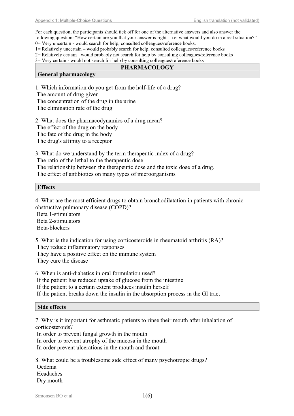 Appendix 1: Multiple-Choice Questionsenglish Translation (Not Validated)