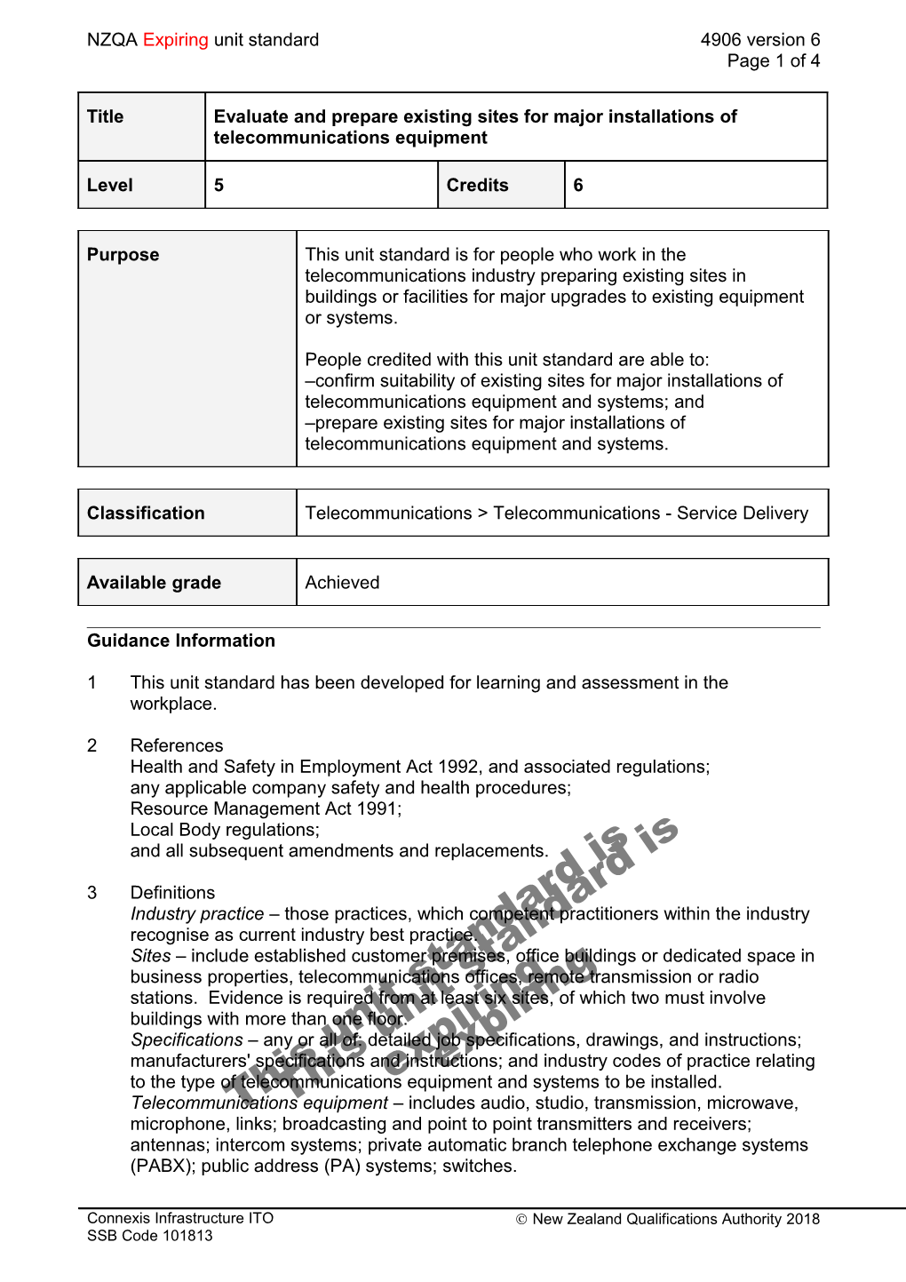 4906 Evaluate and Prepare Existing Sites for Major Installations of Telecommunications Equipment