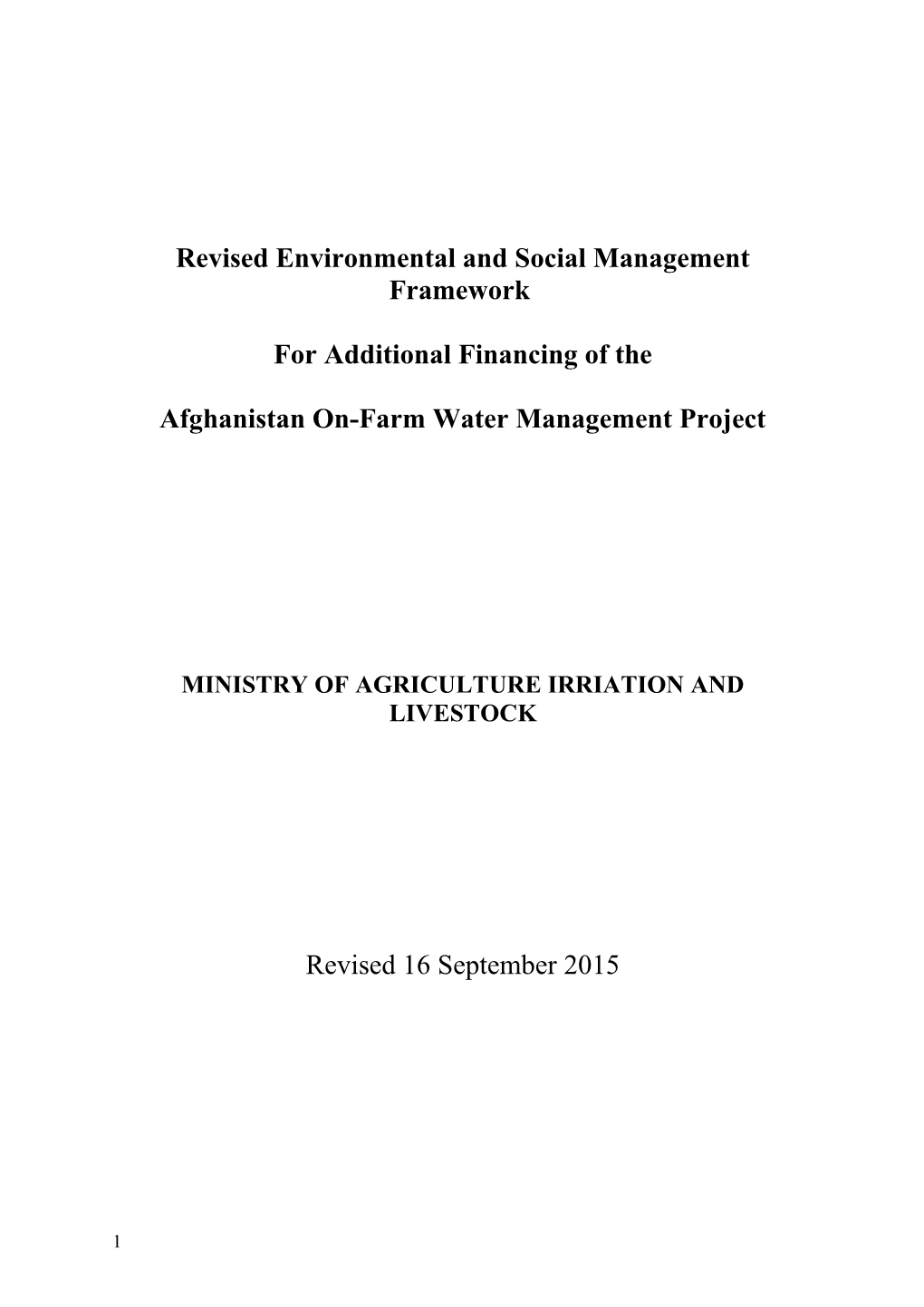 Revised Environmental and Social Management Framework