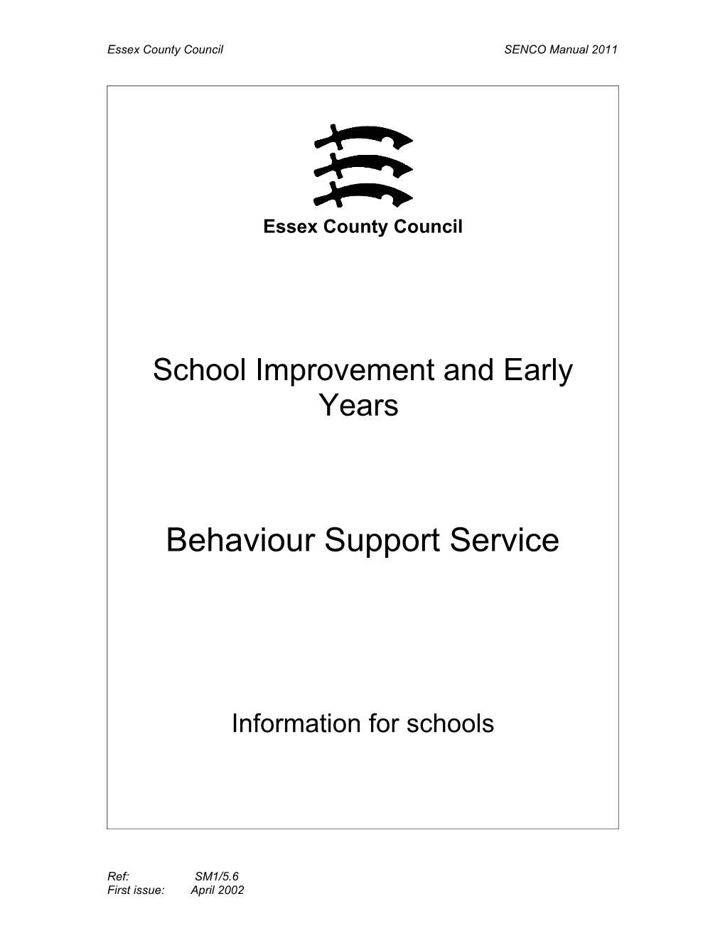 Amendments to Behaviour Support Services Leaflet