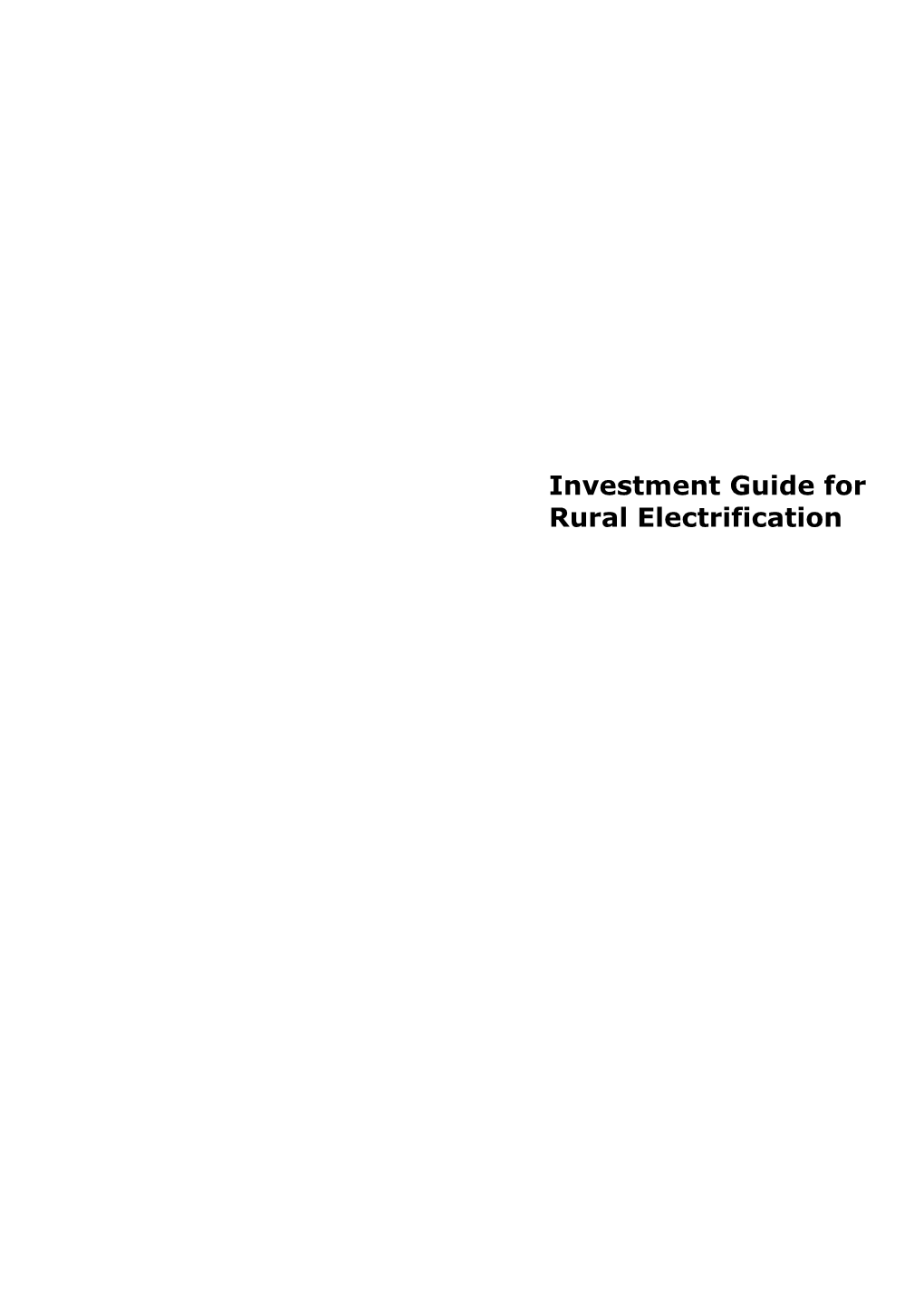 Investment Guide for Rural Electrification