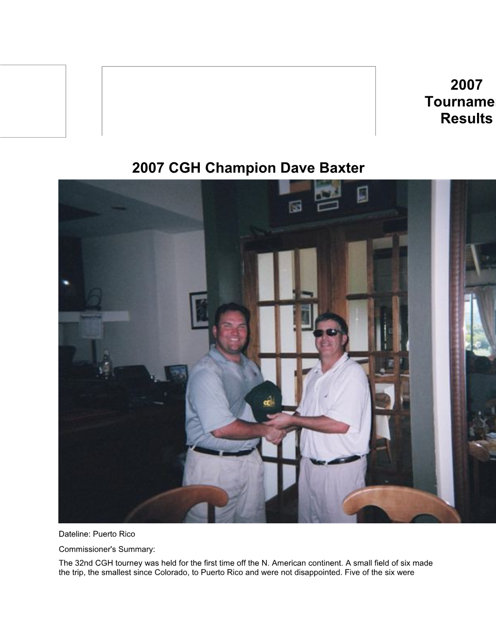 2007 CGH Champion Dave Baxter