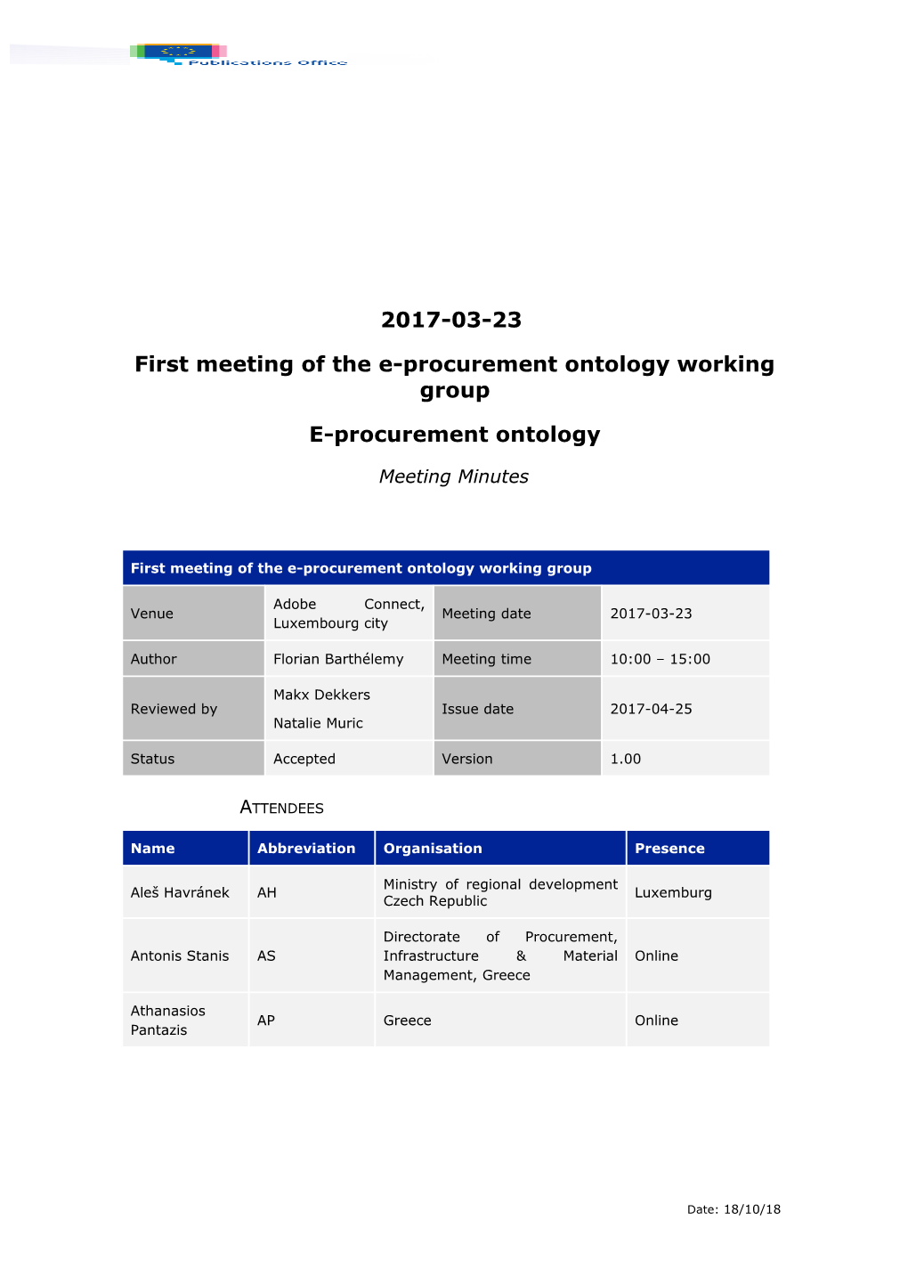 Workshop - Core Data Models for Public Administrations - 12 November 2014