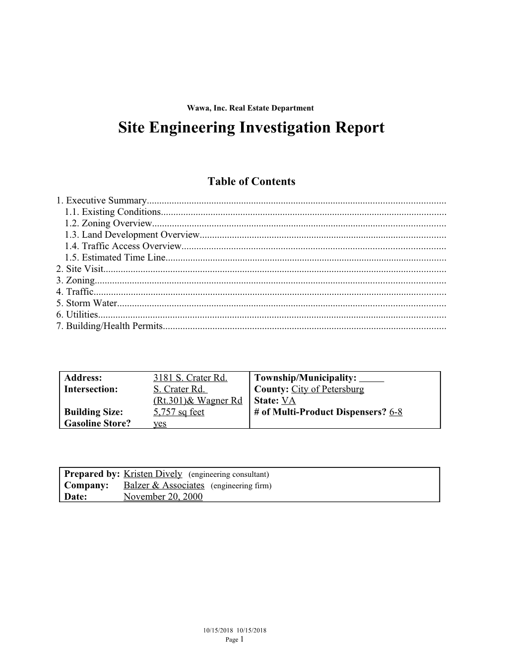 Site Investigation Report