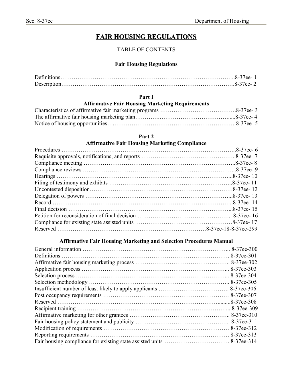 Sec. 8-37Ee Department of Housing