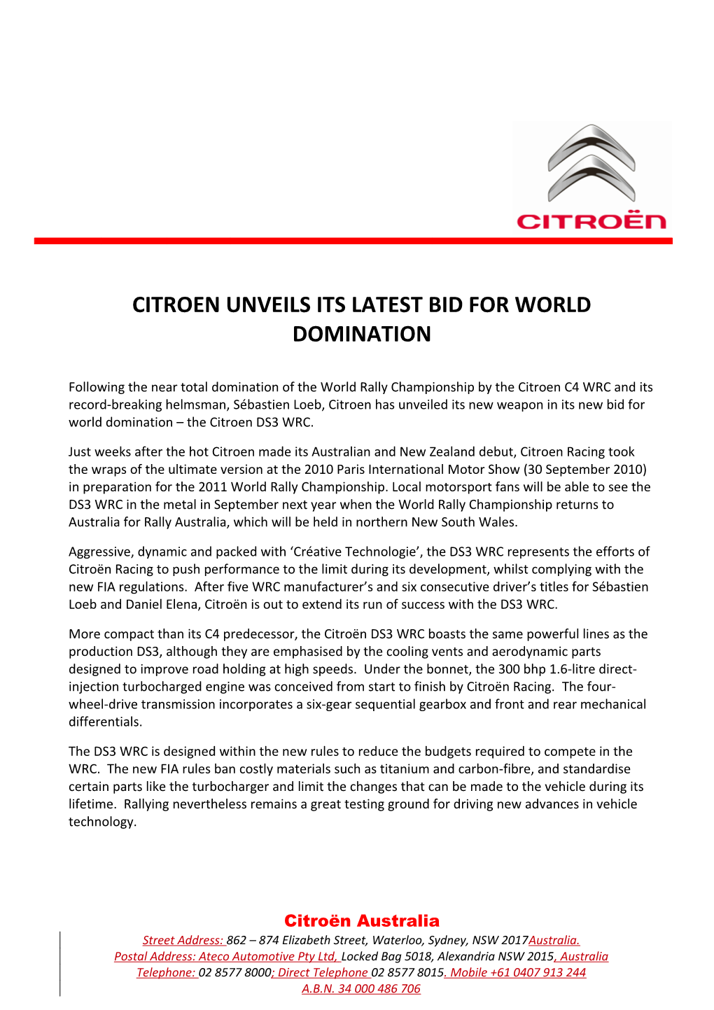 Citroen Unveils Its Latest Bid for World Domination