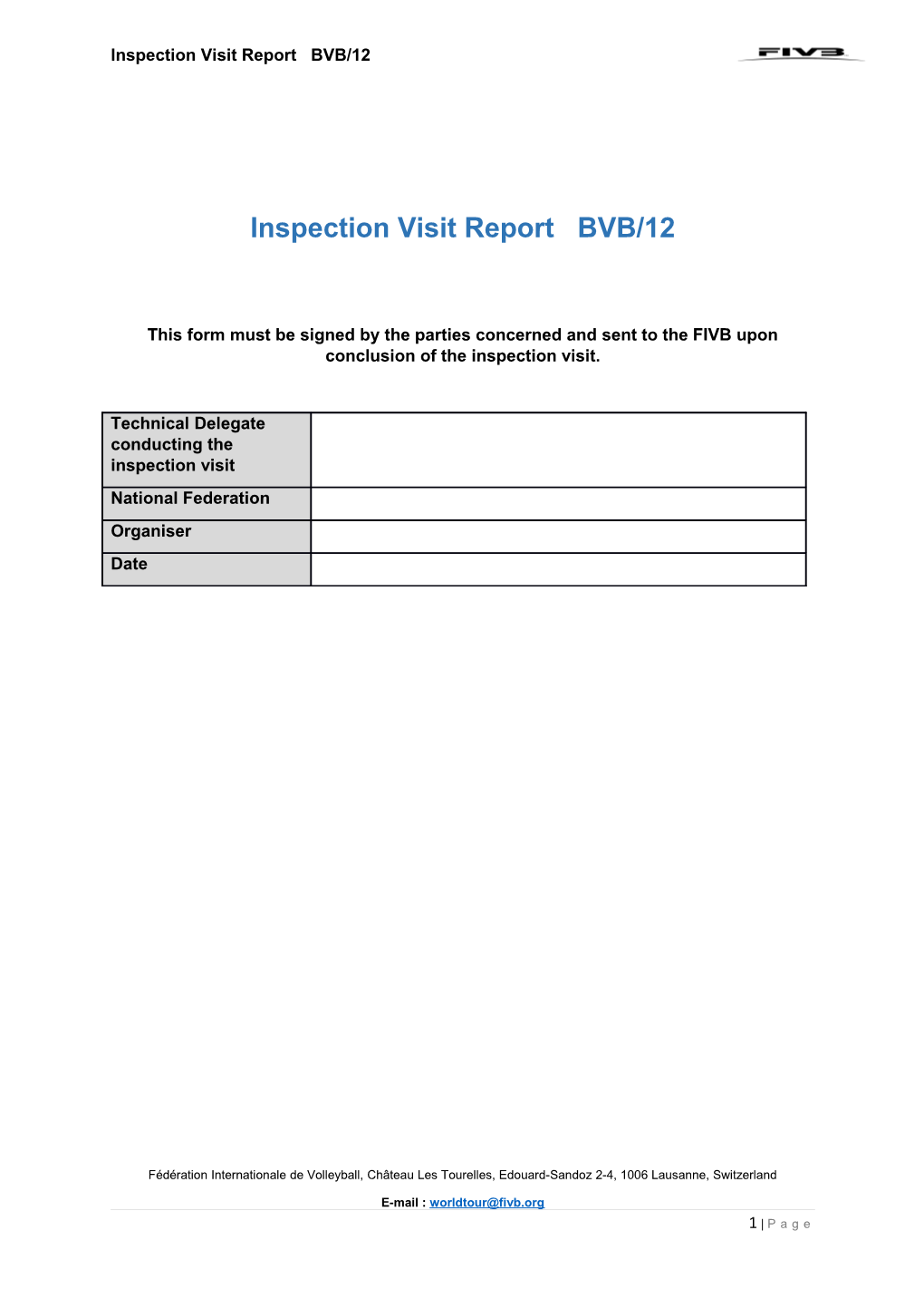 Inspection Visit Report BVB/12