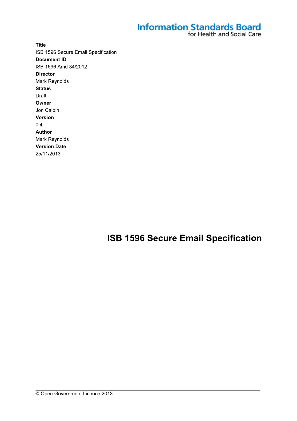 ISB 1596 Secure Email Specification