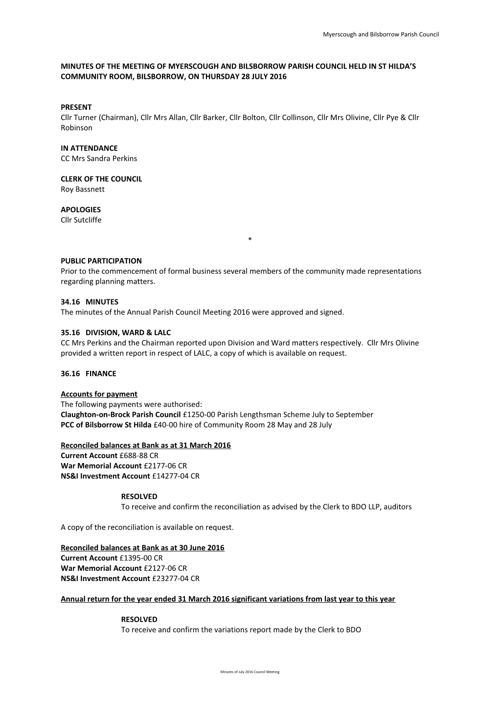 Myerscough and Bilsborrow Parish Council