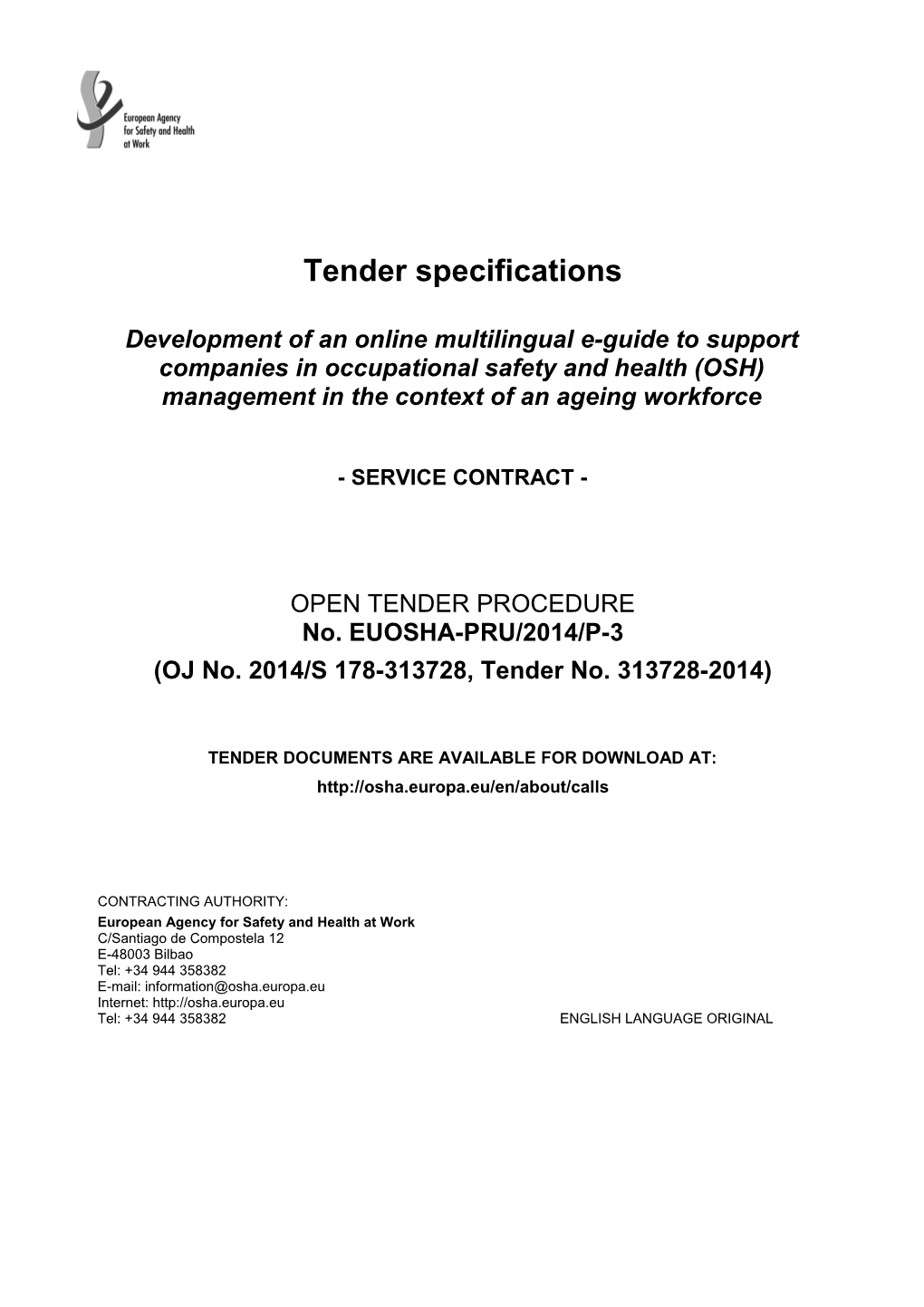 Technical Specifications for Tender Number 2007/XXXXXXX Concerning a Survey of Enterprises