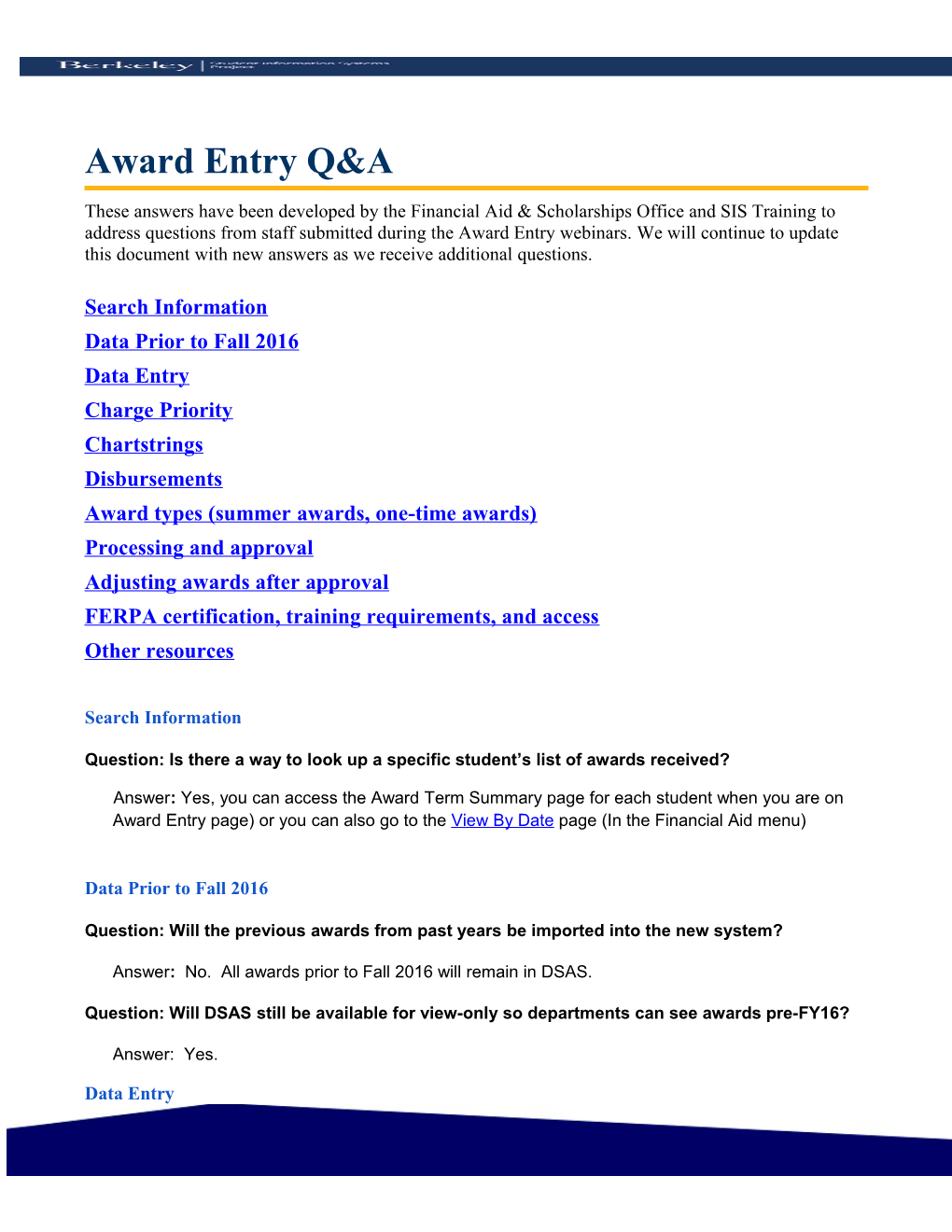 Award Entry Q&A