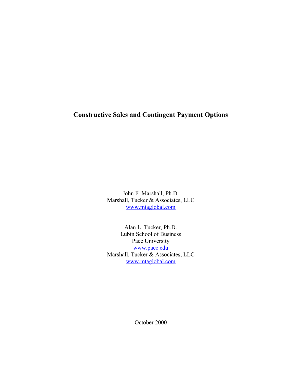 Constructive Sales and Contingent Payment Options