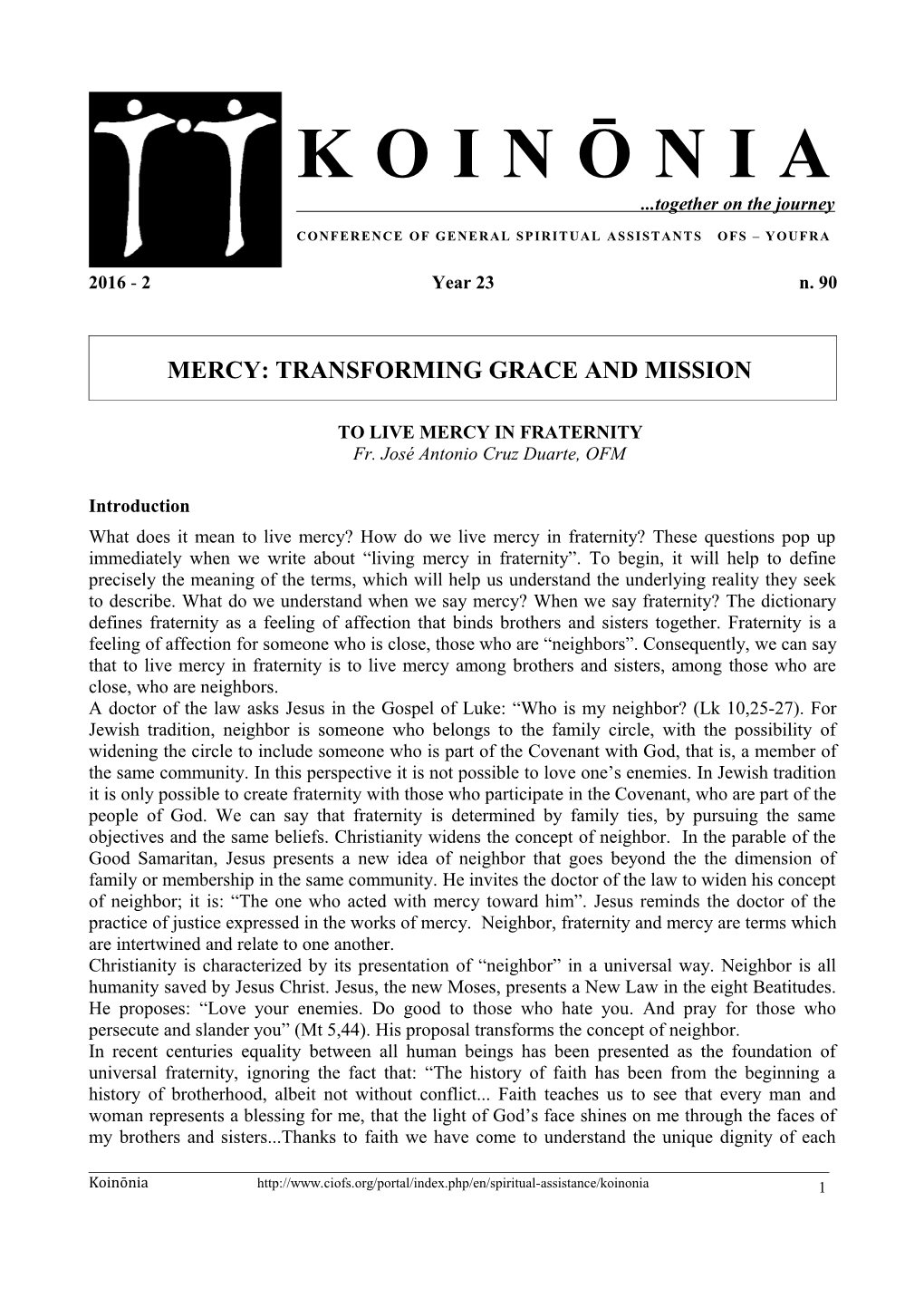 Mercy: Transforming Grace and Mission