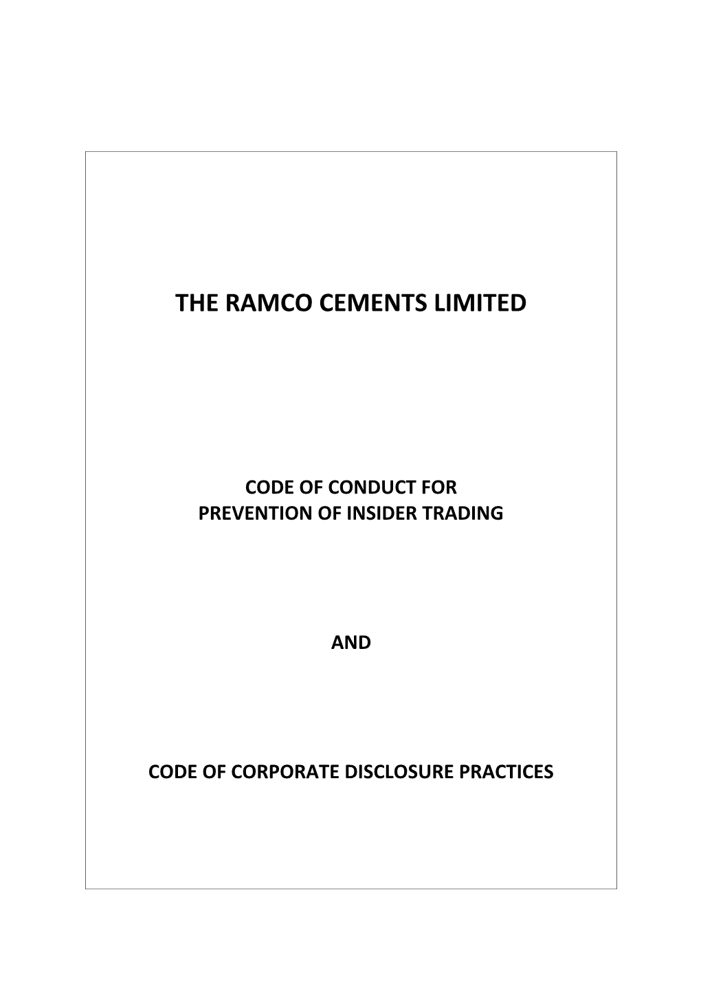 The Ramco Cements Limited