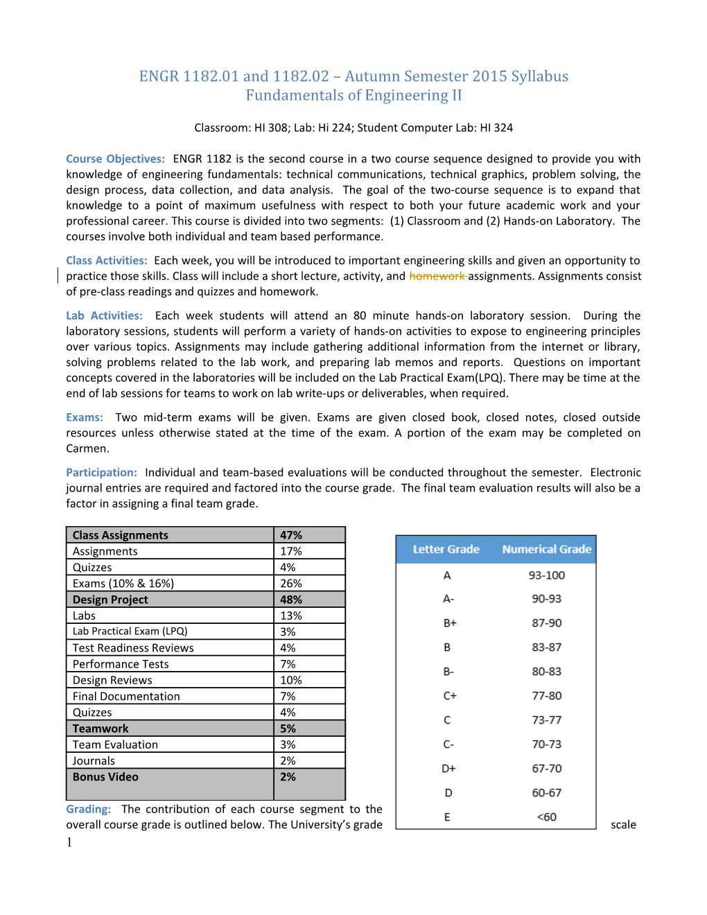 ENGR1182.01 and 1182.02 Autumn Semester 2015 Syllabus