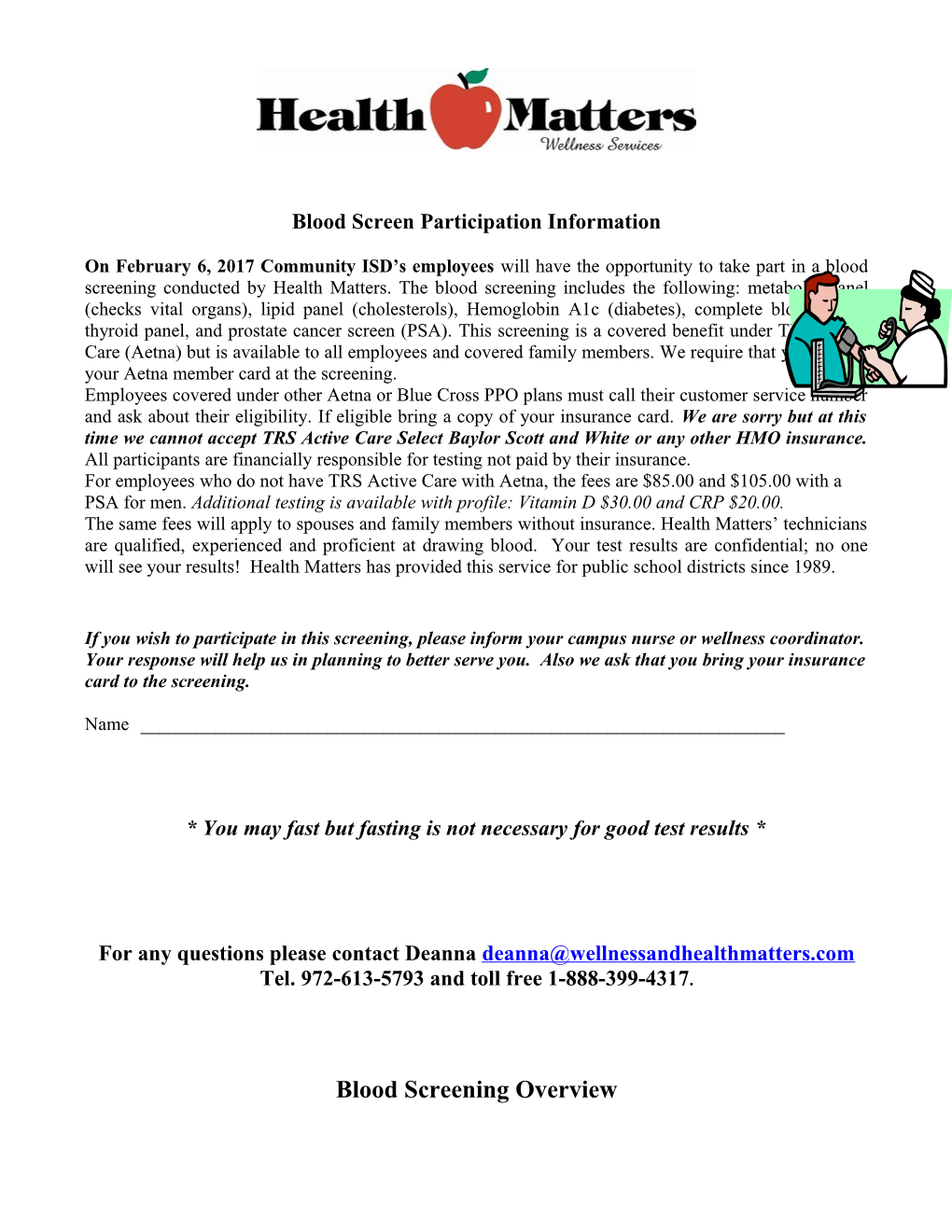 Blood Screen Participation Information
