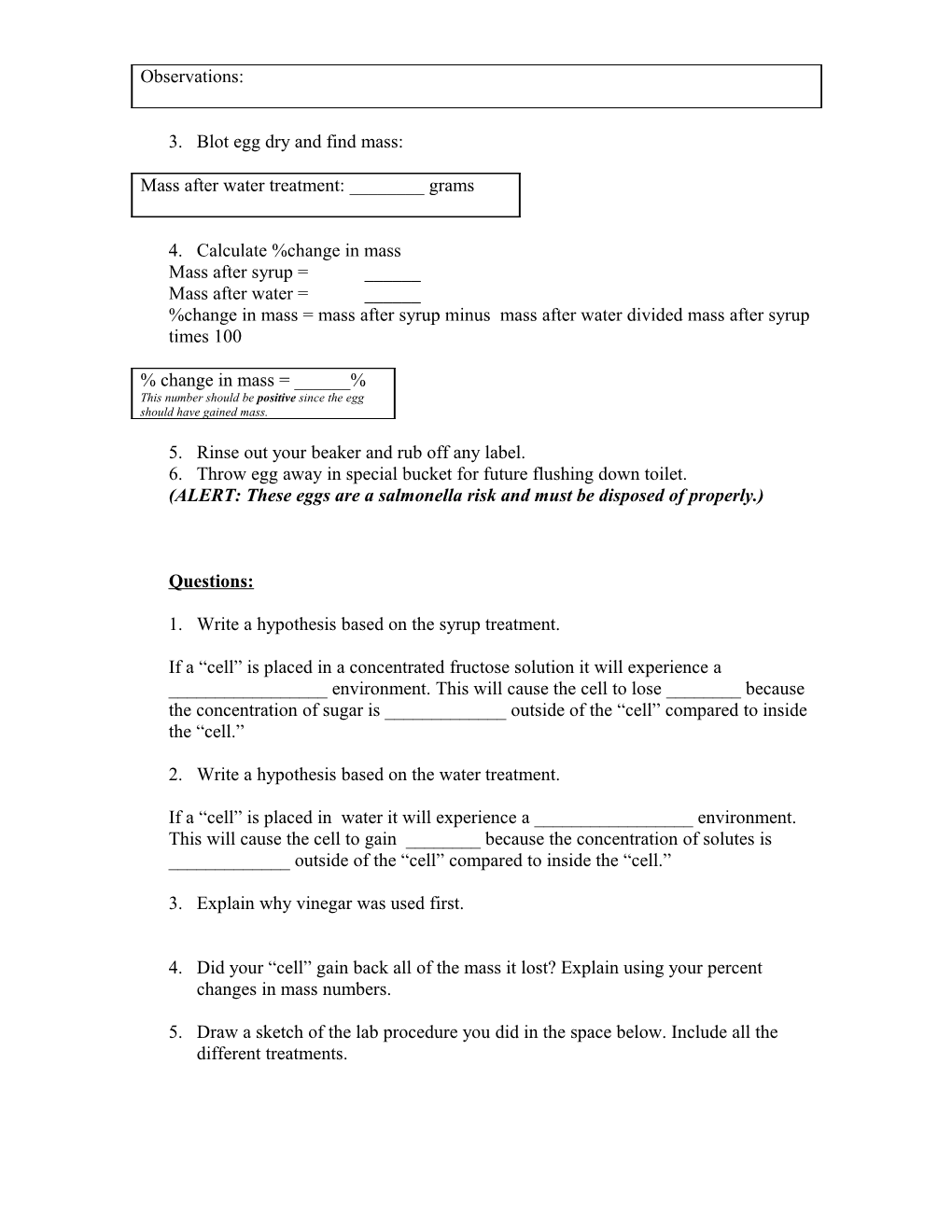 Osmosis Lab Chicken Egg Cell Model Docsbay