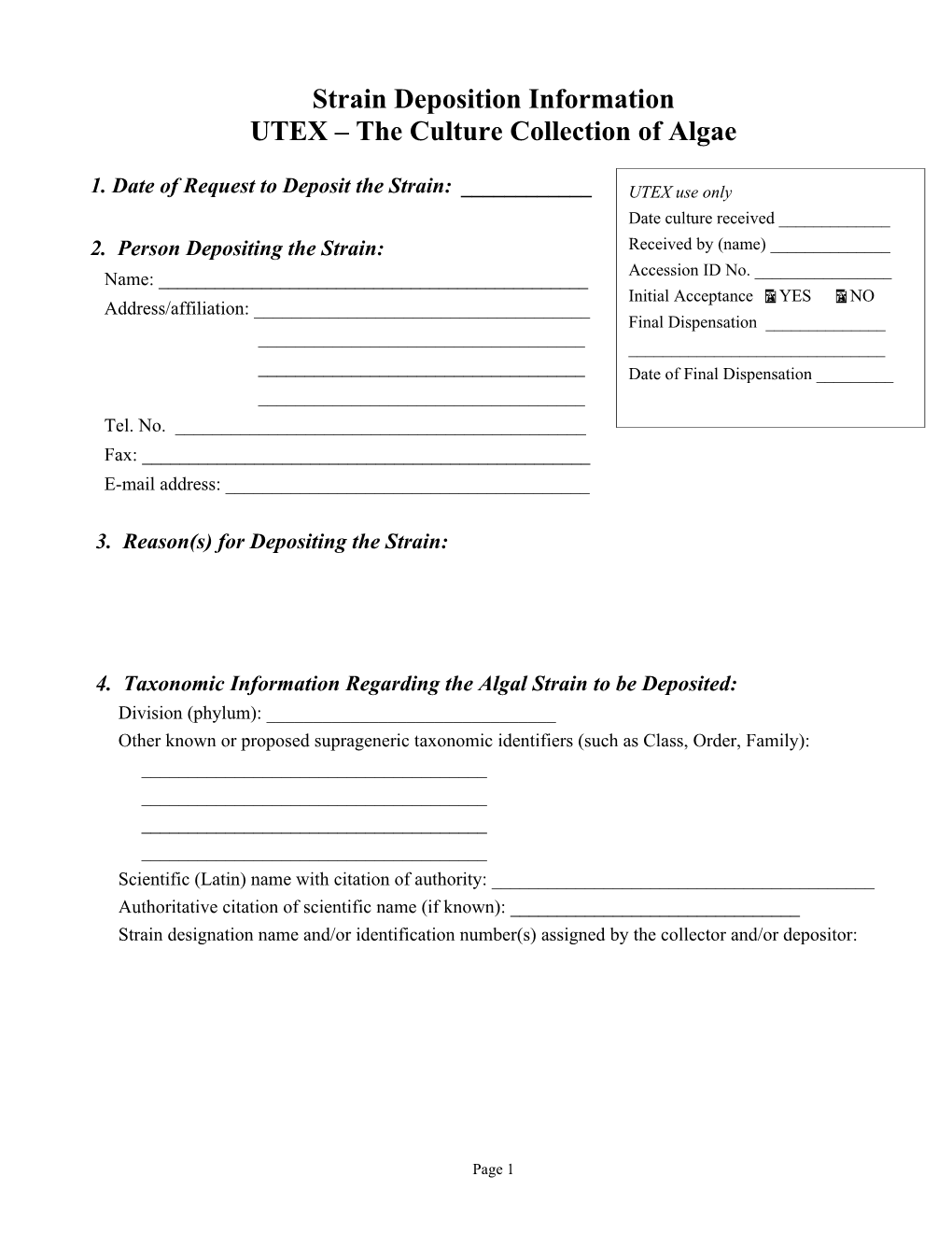 Strain Deposit Request Form