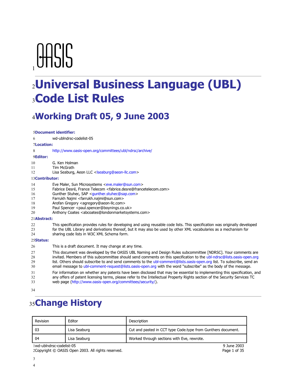 Universal Business Language (UBL) Code List Rules