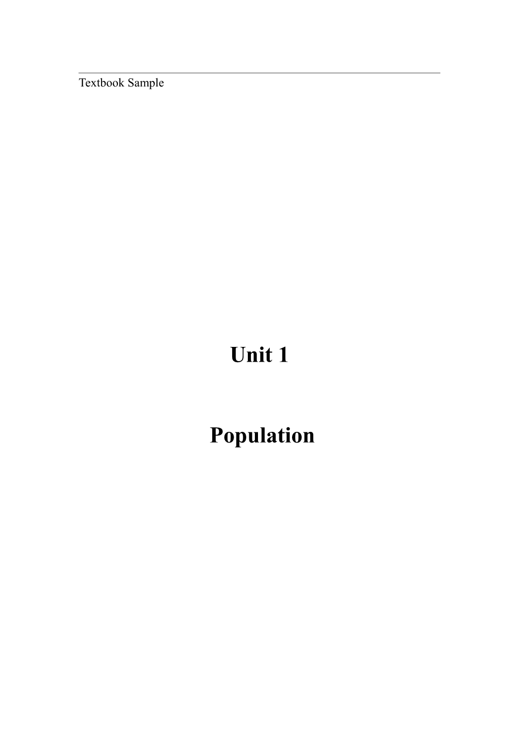 Unit One Population