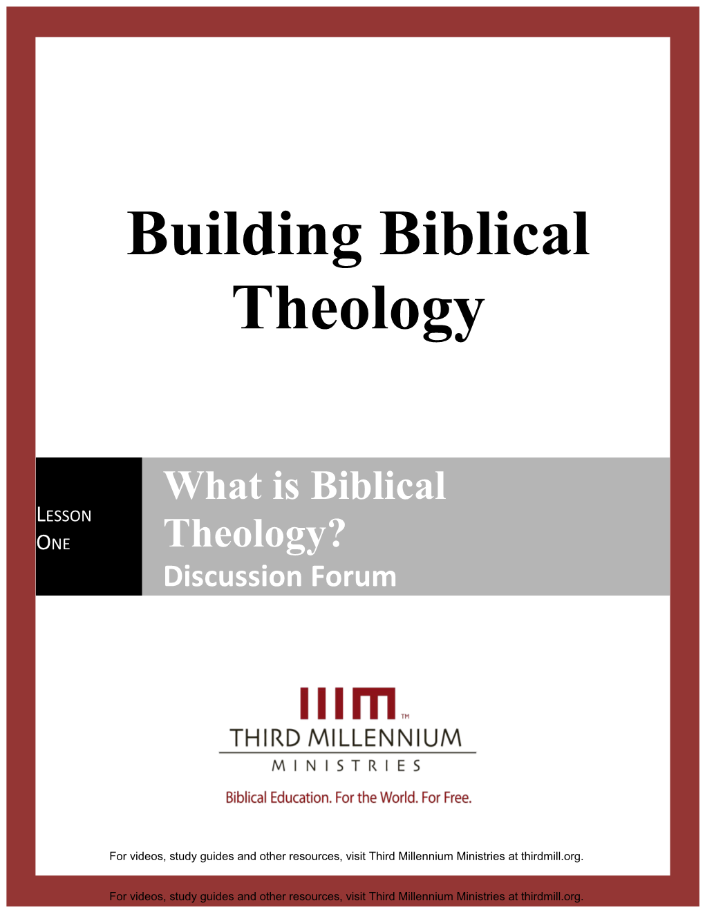 Building Biblical Theology Lesson 1