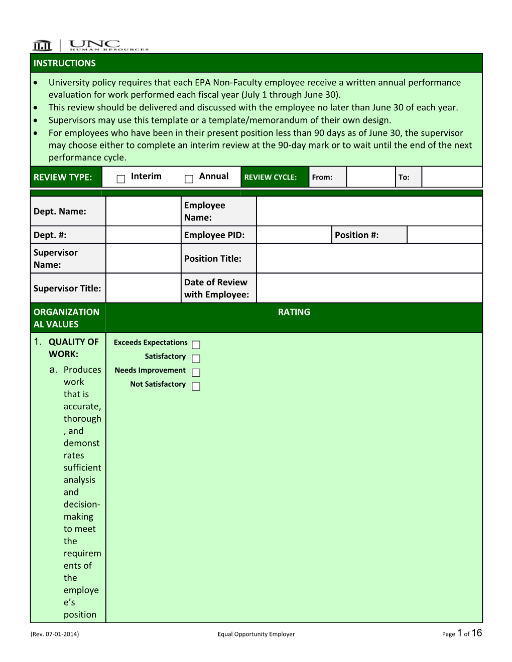 Supervisors May Use This Template Or a Template/Memorandum of Their Own Design