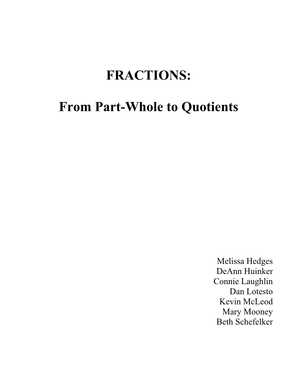 From Part-Whole to Quotients
