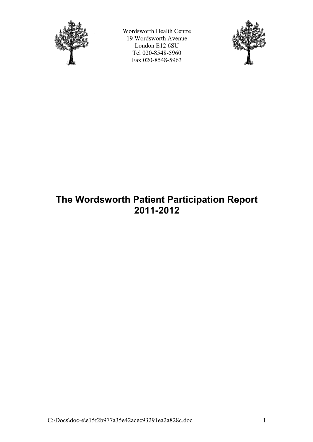 The Wordsworth Patient Participation Report