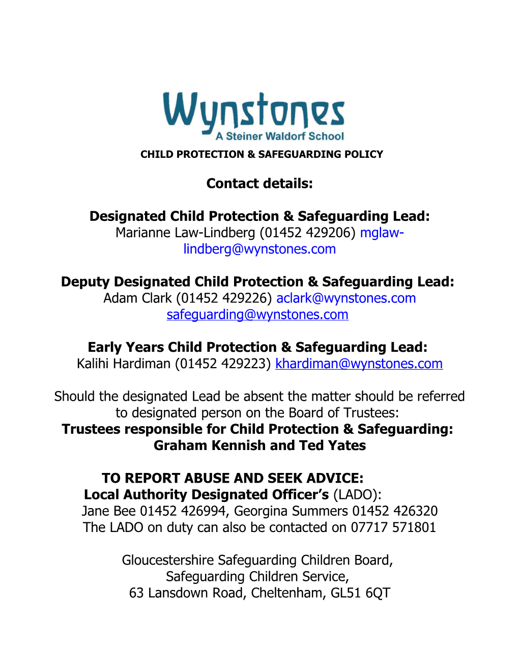 Child Protection & Safeguarding Policy