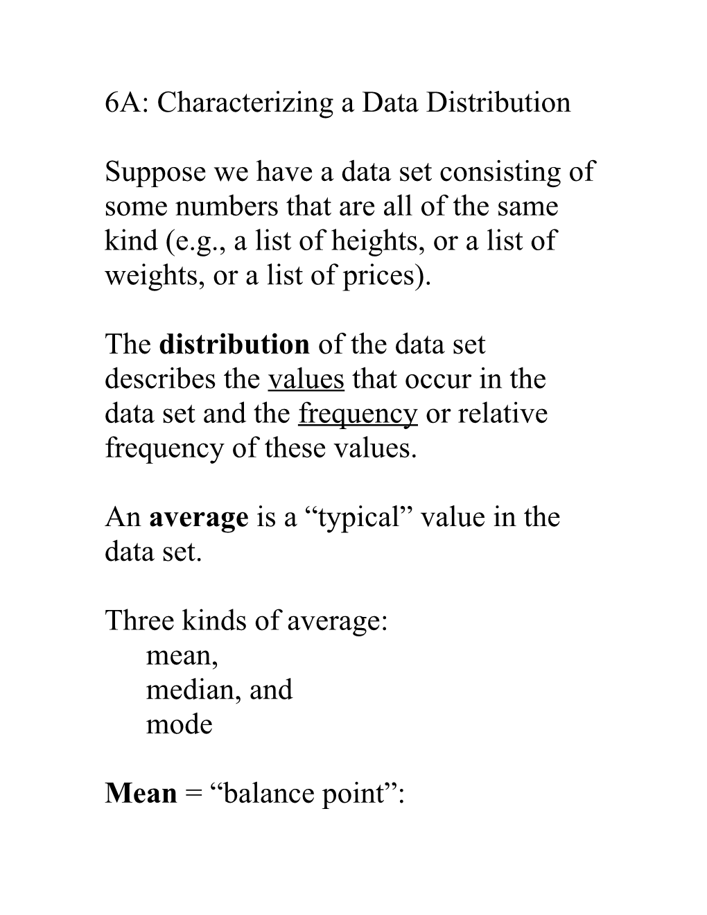 6A: Characterizing a Data Distribution